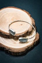 Statement Silver Cuff Bangle with Rosecut Paraiba Kyanite