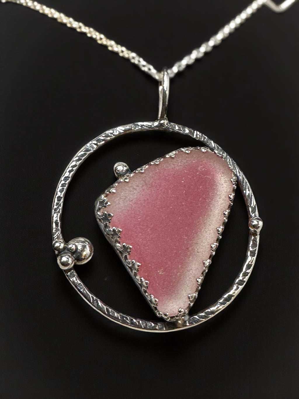 Rare Pink Sea Glass  Sterling Silver Pendant