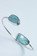 Statement Silver Cuff Bangle with Rosecut Paraiba Kyanite