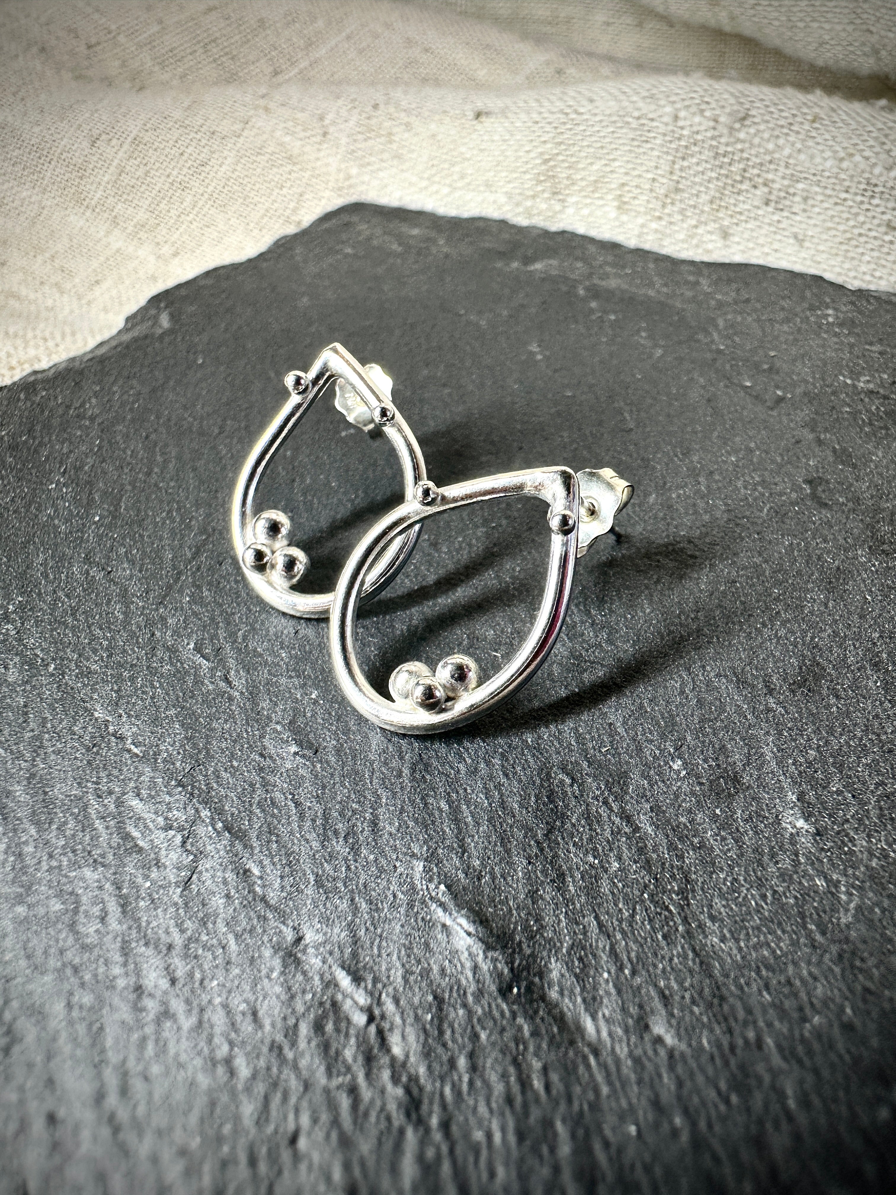Dewdrops – Handmade Sterling Silver Teardrop Stud Earrings