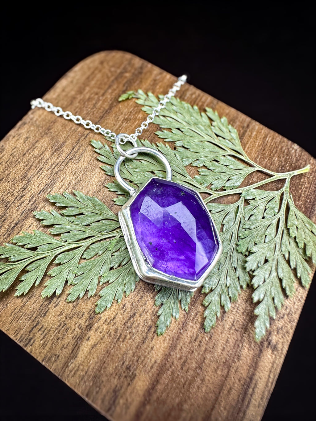 Dutchess Rosecut Amethyst Pendant is Sterling Silver
