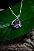 Lava Collection Pendant – Raw African Ruby in Fused Sterling Silver