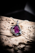 Lava Collection Pendant – Raw African Ruby in Fused Sterling Silver