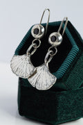 Ginkgo Leaf Earrings with Black Spinel