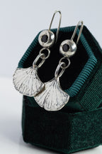 Ginkgo Leaf Earrings with Black Spinel