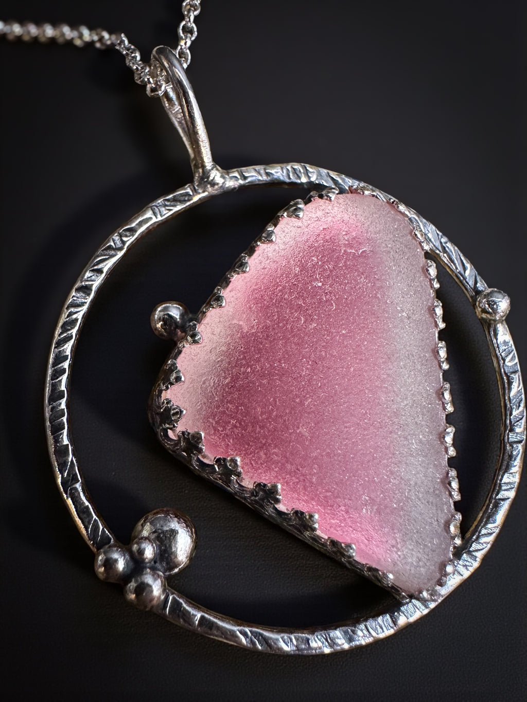 Rare Pink Sea Glass  Sterling Silver Pendant