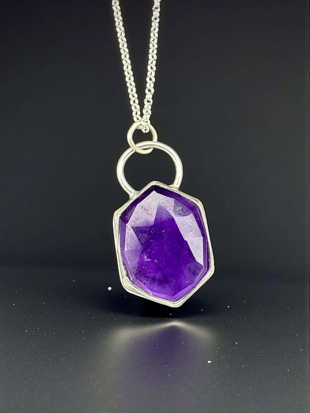 Dutchess Rosecut Amethyst Pendant is Sterling Silver