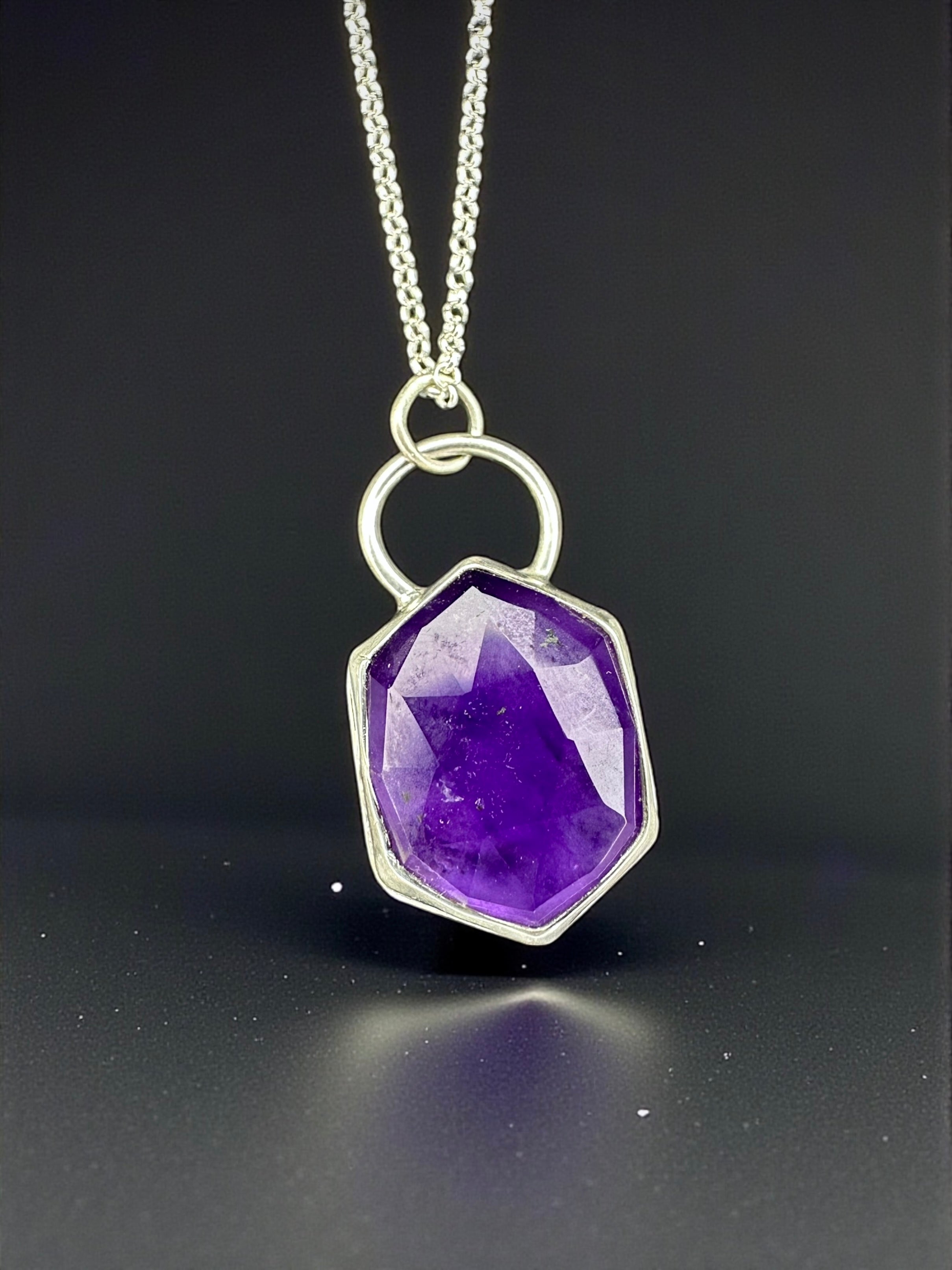 Dutchess Rosecut Amethyst Pendant is Sterling Silver