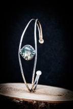 Handmade Sterling Silver Bracelet with Moss Agate | Adjustable Nature-Inspired Cuff