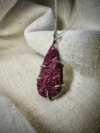 Claw Set Cobalt Calcite Pink Druzy Pendant in Sterling Silver