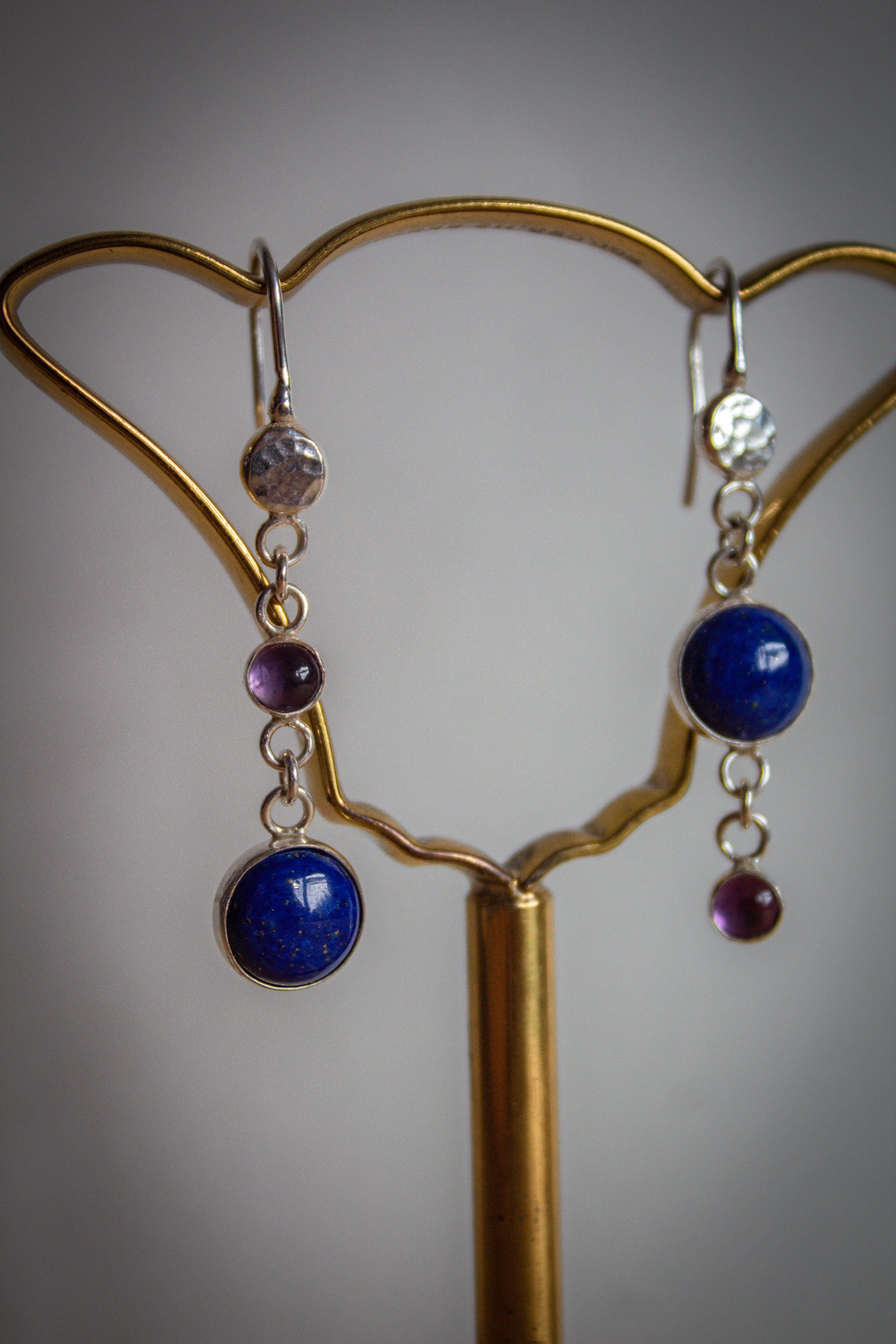 Lapis Lazuli & Amethyst Sterling Silver Earrings