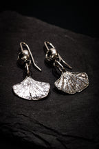 Ginkgo Leaf Earrings with Black Spinel