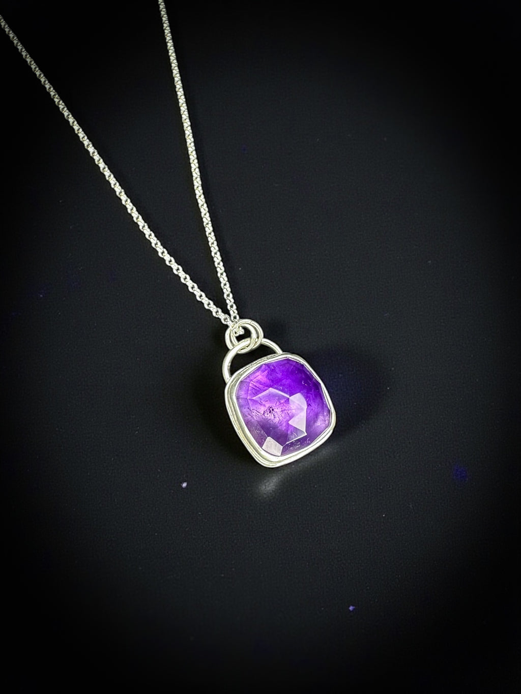 Rosecut Amethyst Pendant is Sterling Silver