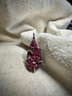 Claw Set Cobalt Calcite Pink Druzy Pendant in Sterling Silver