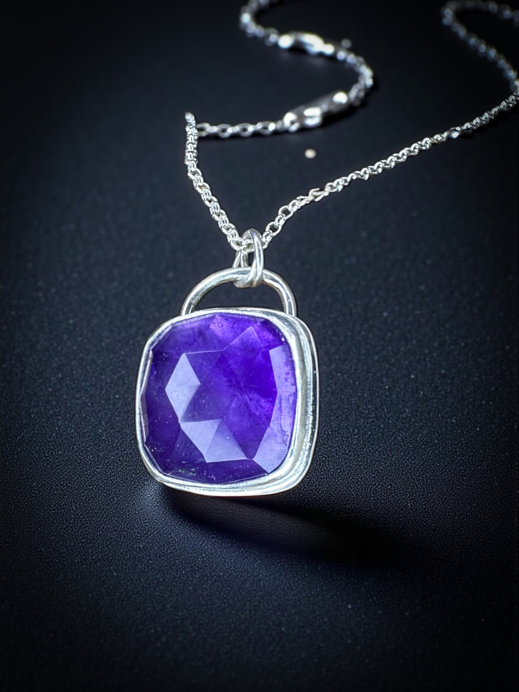 Rosecut Amethyst Pendant is Sterling Silver