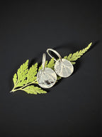 Rose Leaf Imprint Fine Silver Earrings on Sterling Creole Hoops