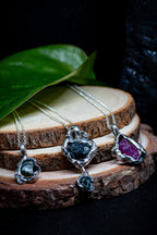 Lava Collection Pendant – Raw Blue African Sapphires Fused in Sterling Silver