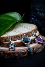 Lava Collection Pendant – Raw Green African Sapphire in Organic Fused Sterling Silver