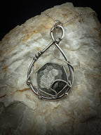 Honeycomb Silver Sheen Obsidian Pendant