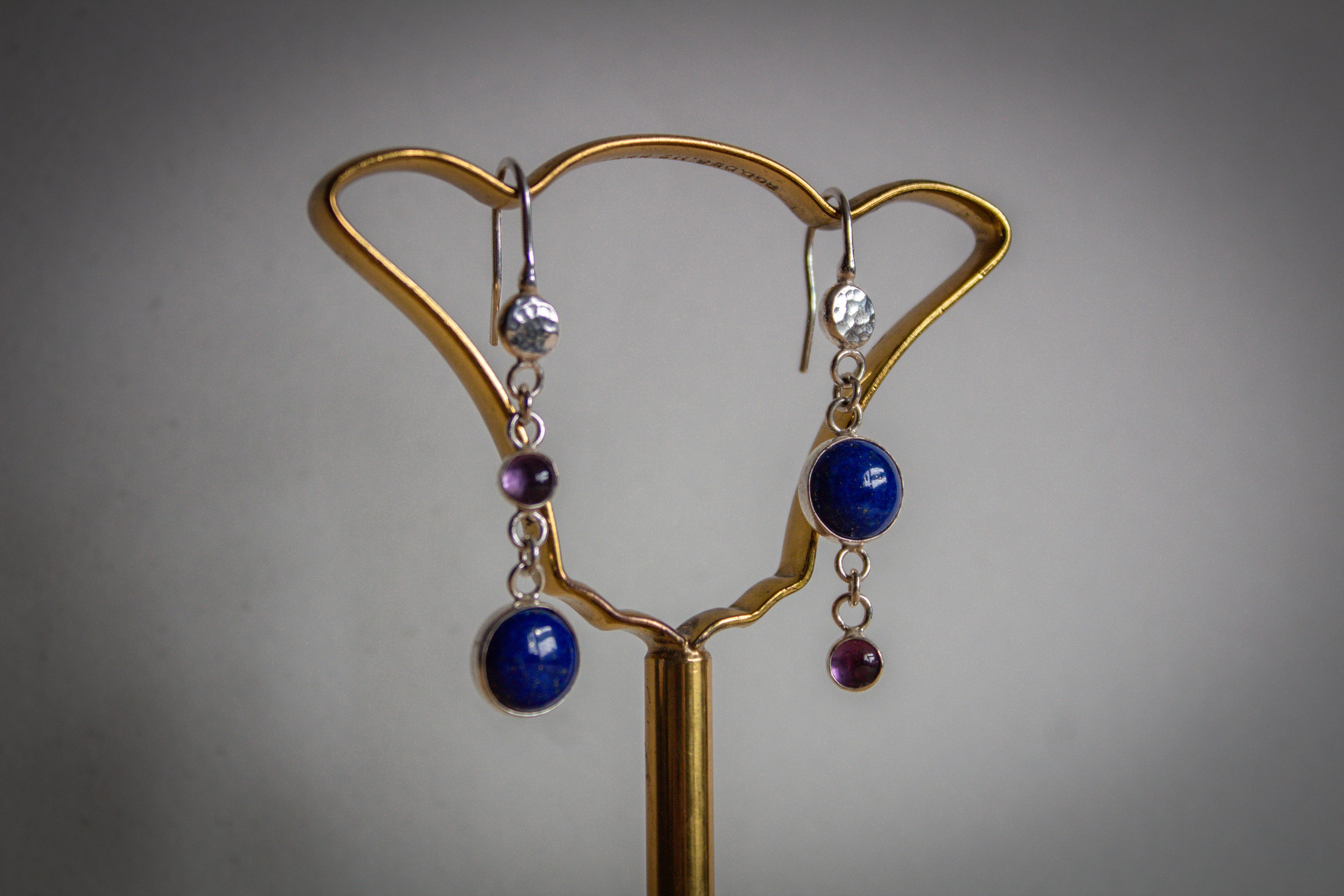 Lapis Lazuli & Amethyst Sterling Silver Earrings