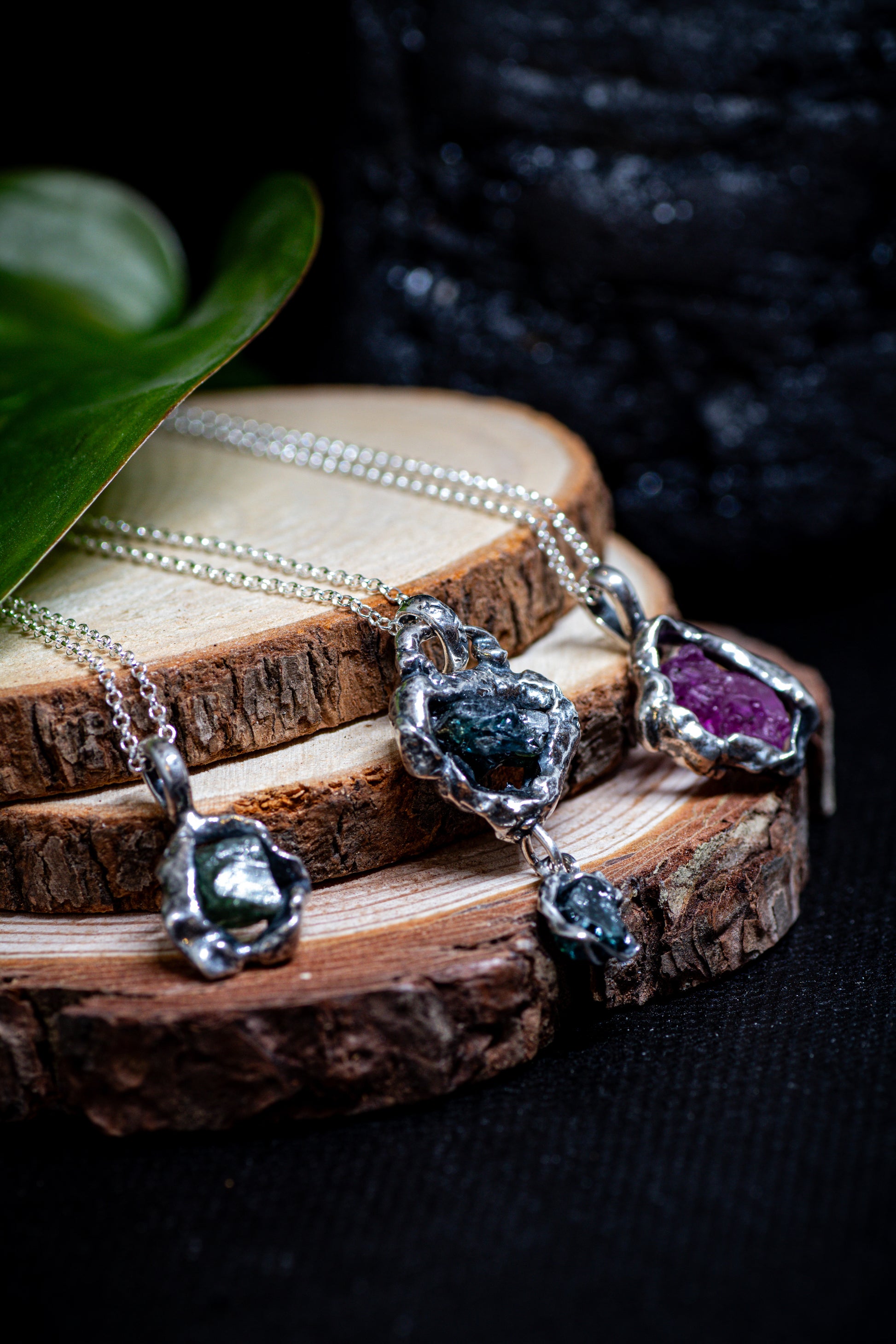Lava Collection Pendant – Raw African Ruby in Fused Sterling Silver