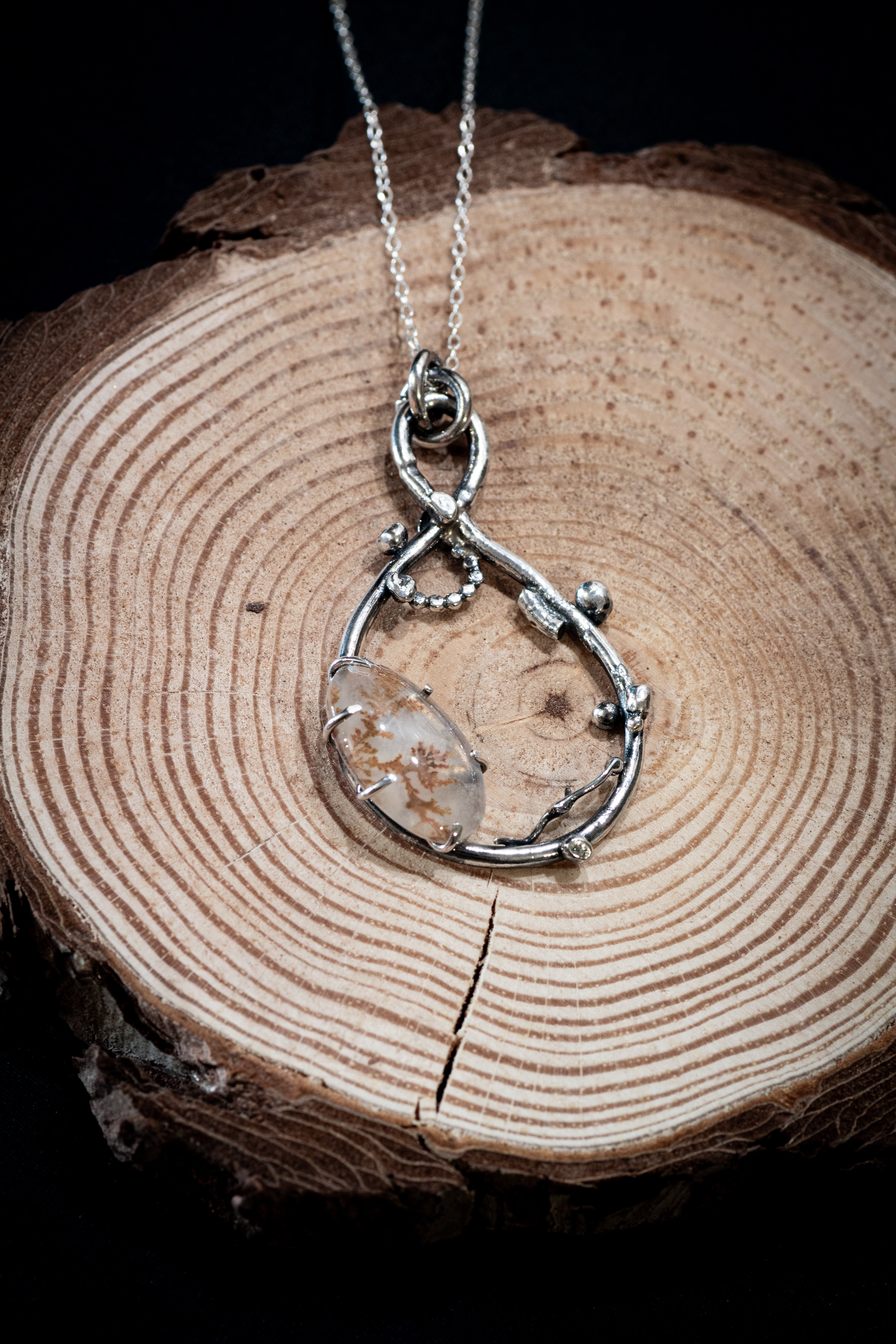 Organic Sterling Silver Dendritic Agate Pendant