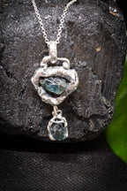 Lava Collection Pendant – Raw Blue African Sapphires Fused in Sterling Silver