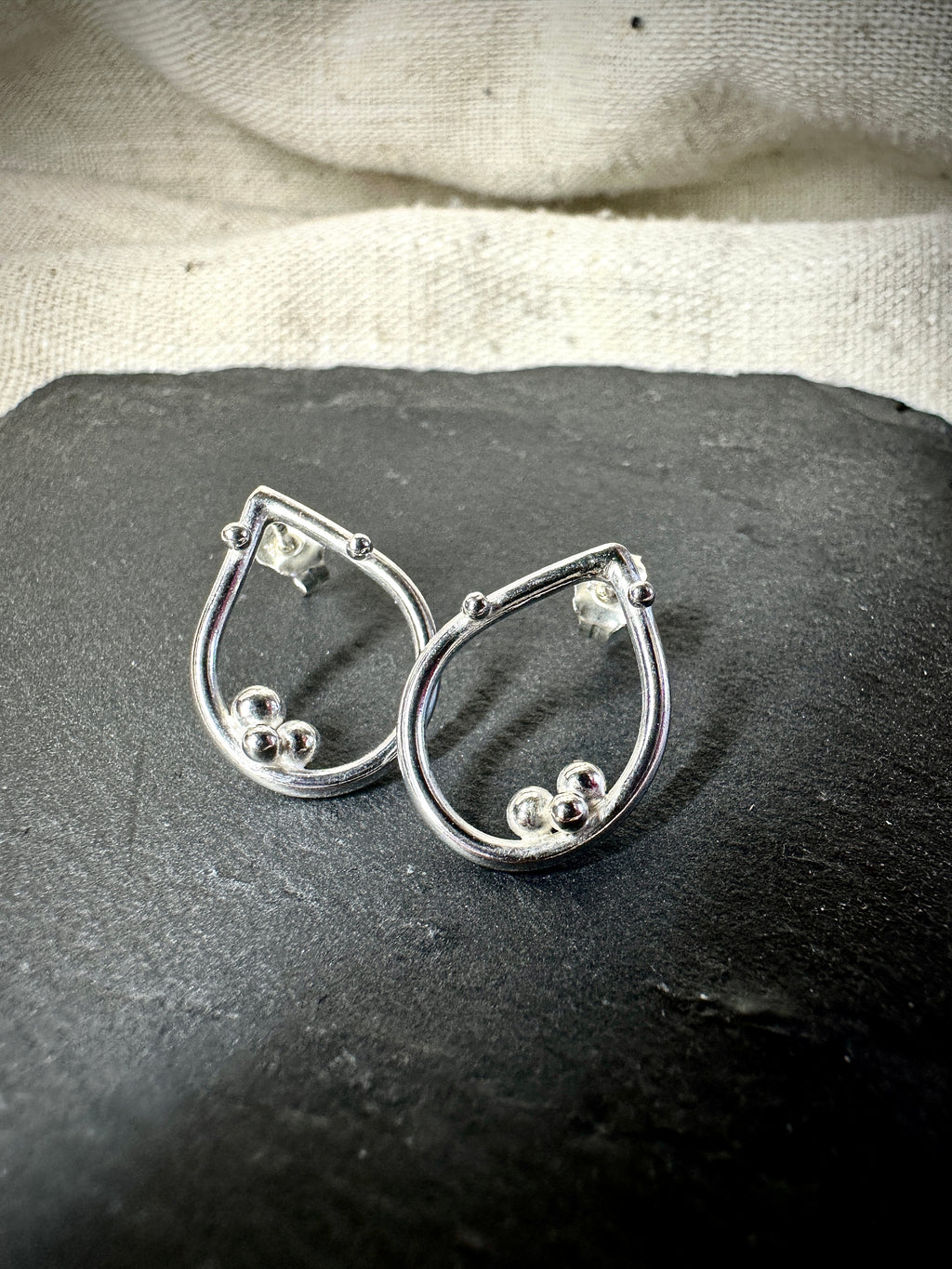Dewdrops – Handmade Sterling Silver Teardrop Stud Earrings