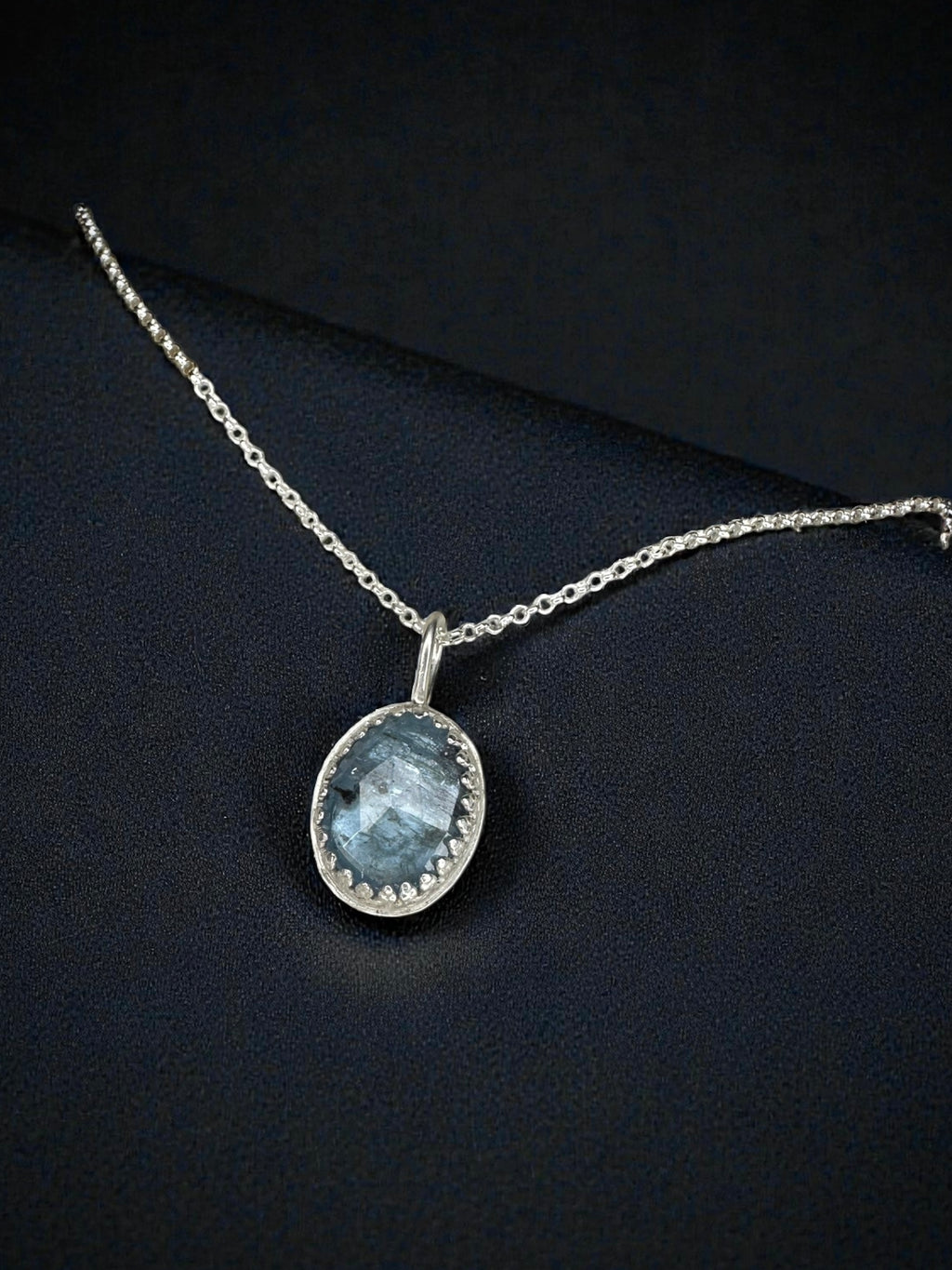 Dainty Paraiba Kyanite captured in Sterling Silver