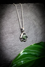 Lava Collection Pendant – Raw Green African Sapphire in Organic Fused Sterling Silver