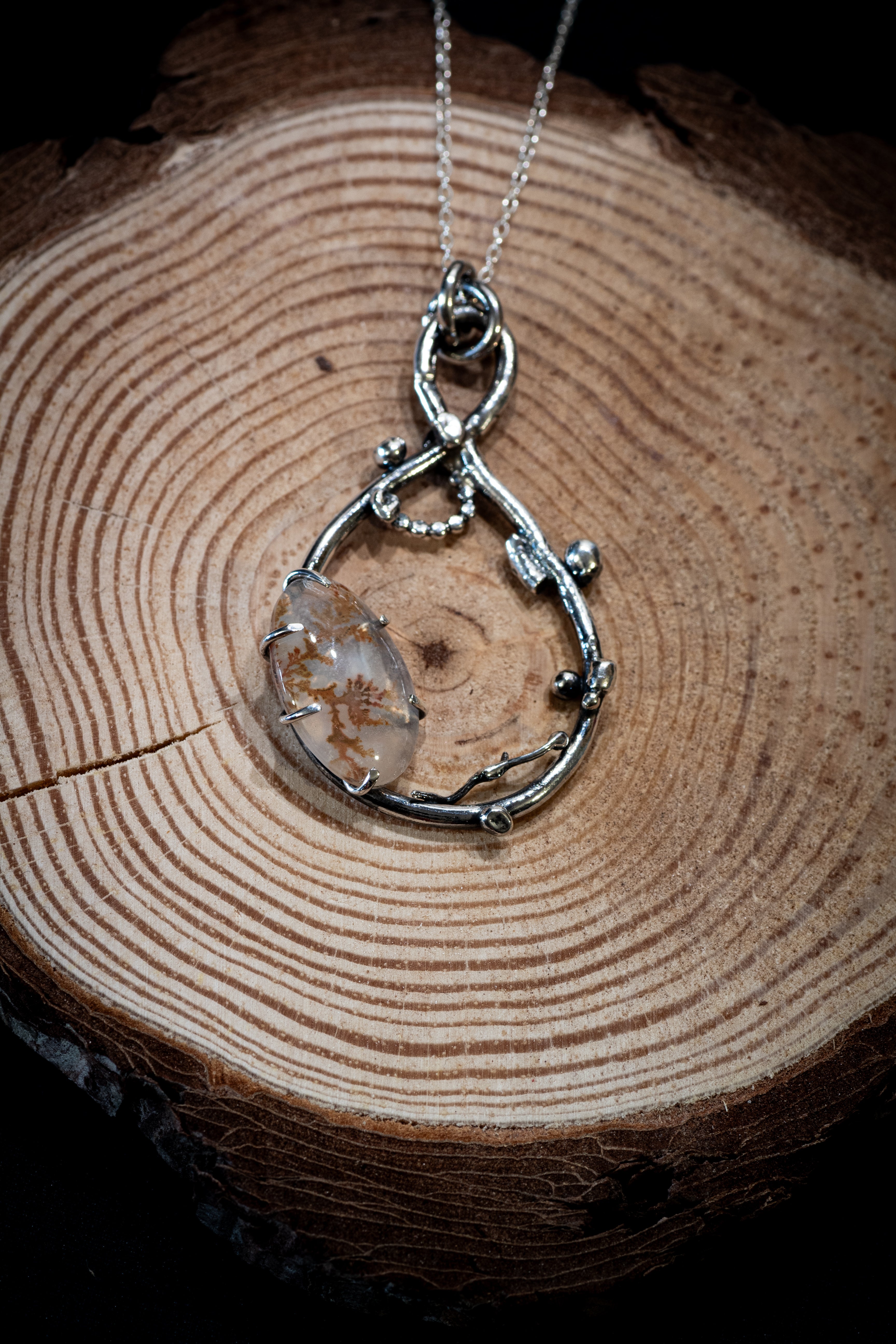 Organic Sterling Silver Dendritic Agate Pendant