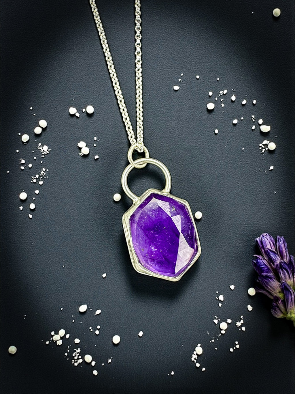 Dutchess Rosecut Amethyst Pendant is Sterling Silver