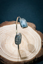 Statement Silver Cuff Bangle with Rosecut Paraiba Kyanite