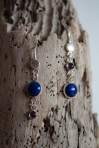Lapis Lazuli & Amethyst Sterling Silver Earrings