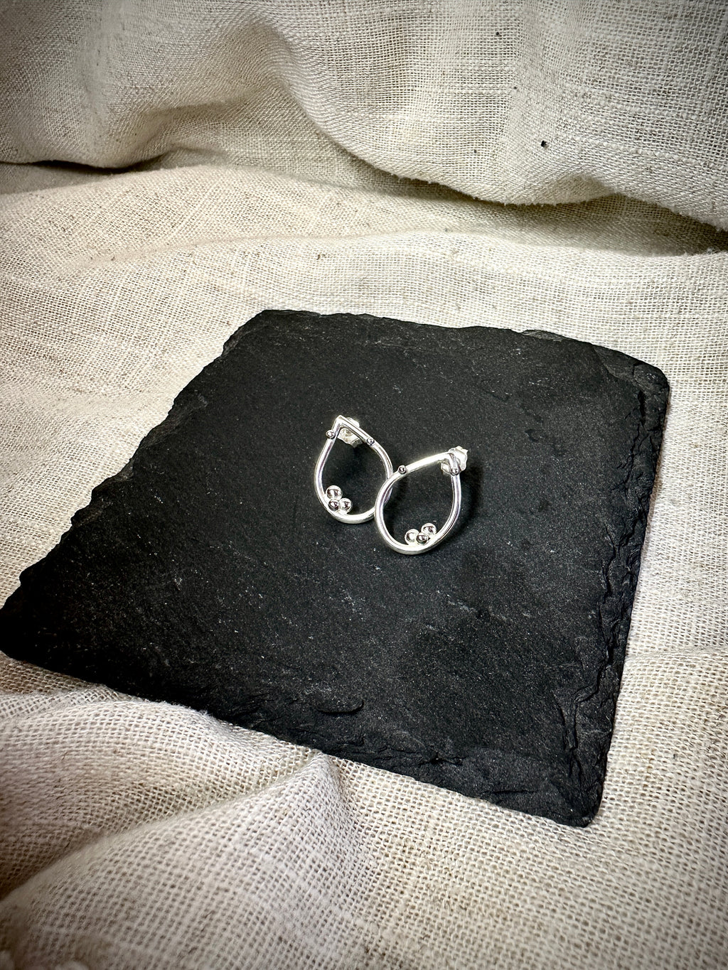 Dewdrops – Handmade Sterling Silver Teardrop Stud Earrings