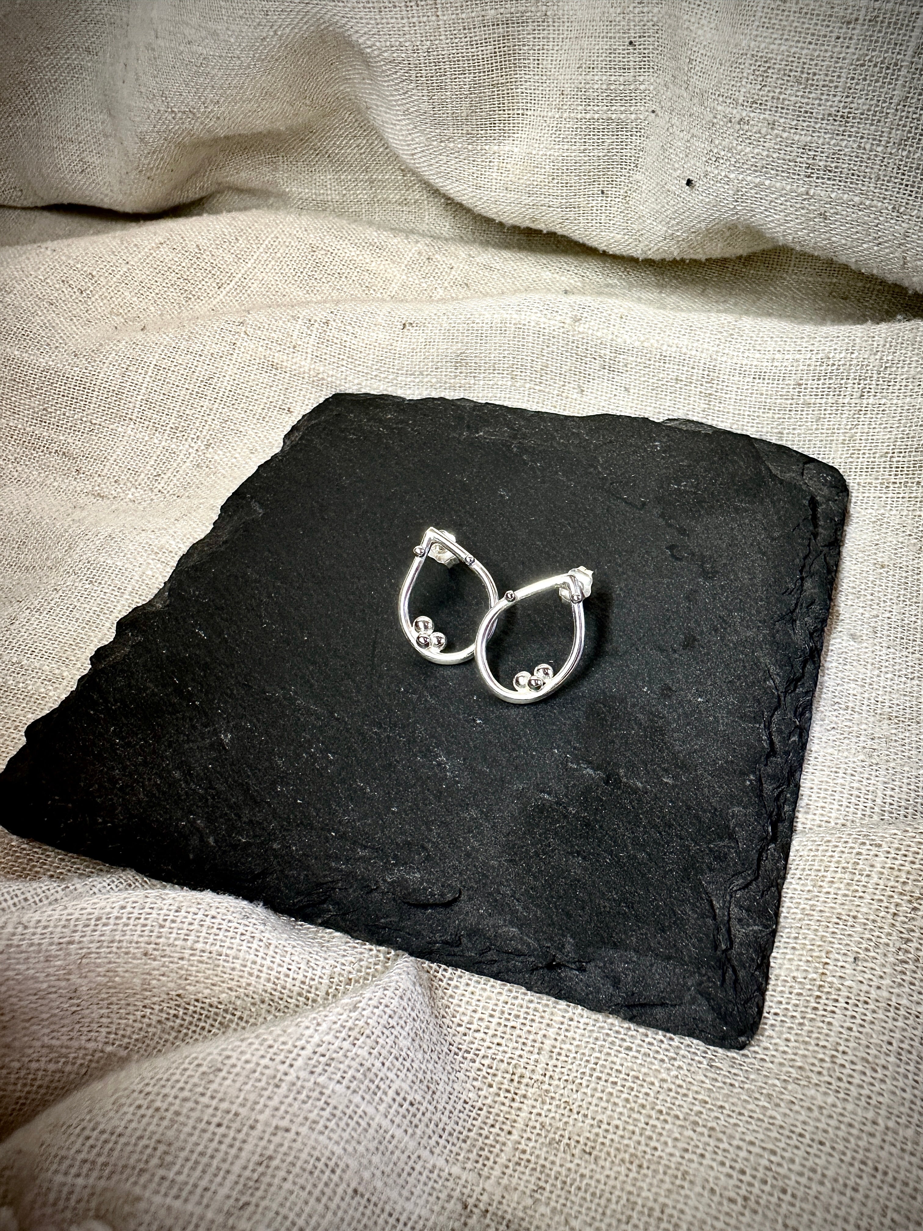 Dewdrops – Handmade Sterling Silver Teardrop Stud Earrings