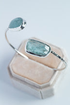 Statement Silver Cuff Bangle with Rosecut Paraiba Kyanite