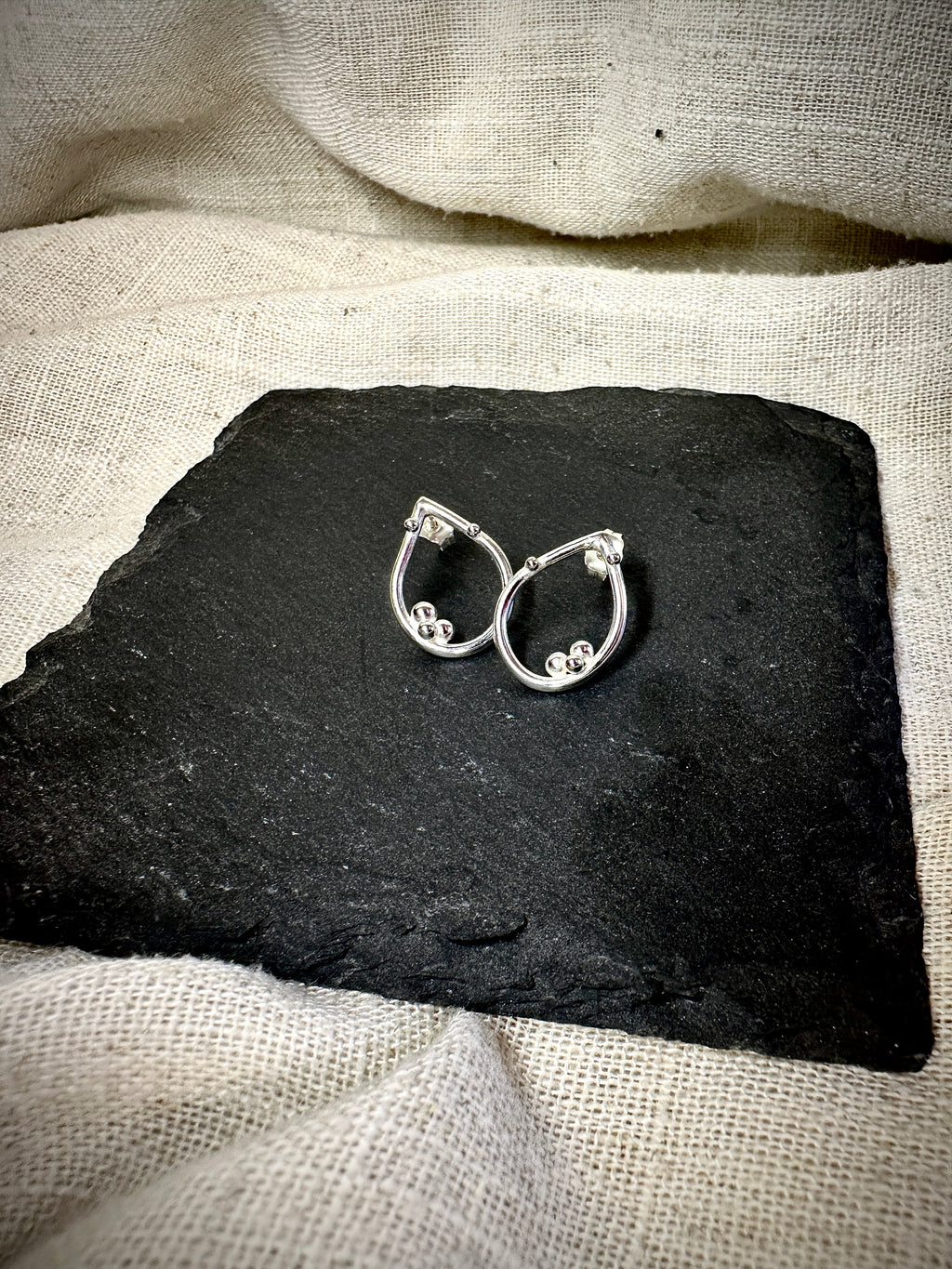 Dewdrops – Handmade Sterling Silver Teardrop Stud Earrings