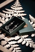 Ginkgo Leaf Earrings with Black Spinel