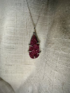 Claw Set Cobalt Calcite Pink Druzy Pendant in Sterling Silver