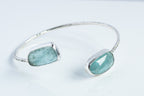 Statement Silver Cuff Bangle with Rosecut Paraiba Kyanite