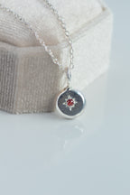 Dainty Silver Pebble Necklace with Star set Garnet