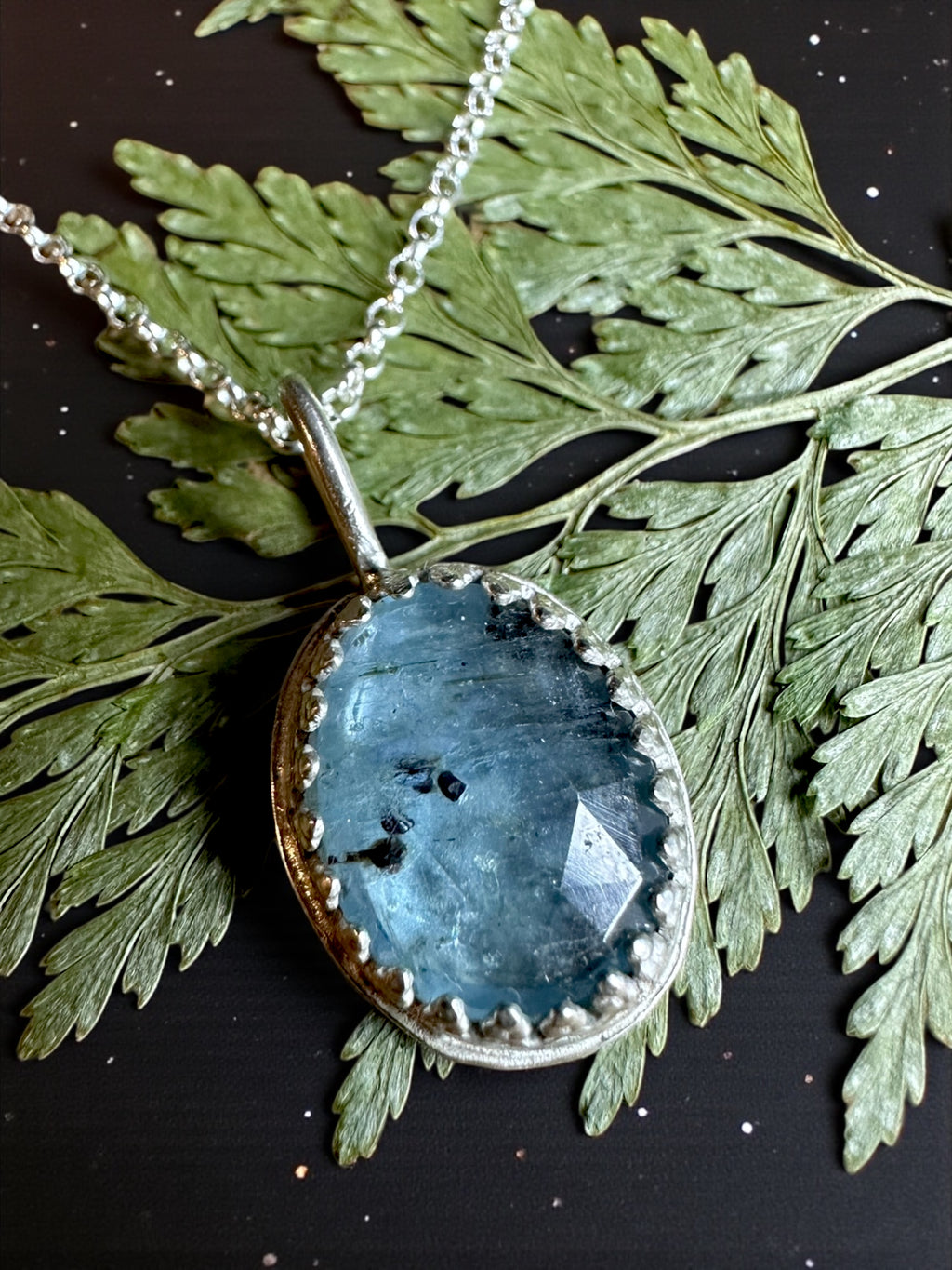 Dainty Paraiba Kyanite captured in Sterling Silver