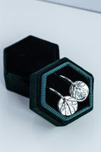 Rose Leaf Imprint Fine Silver Earrings on Sterling Creole Hoops