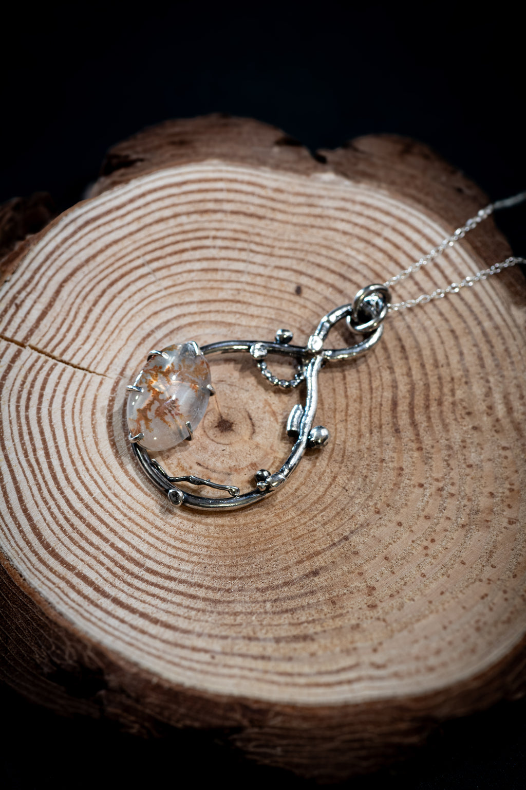 Organic Sterling Silver Dendritic Agate Pendant
