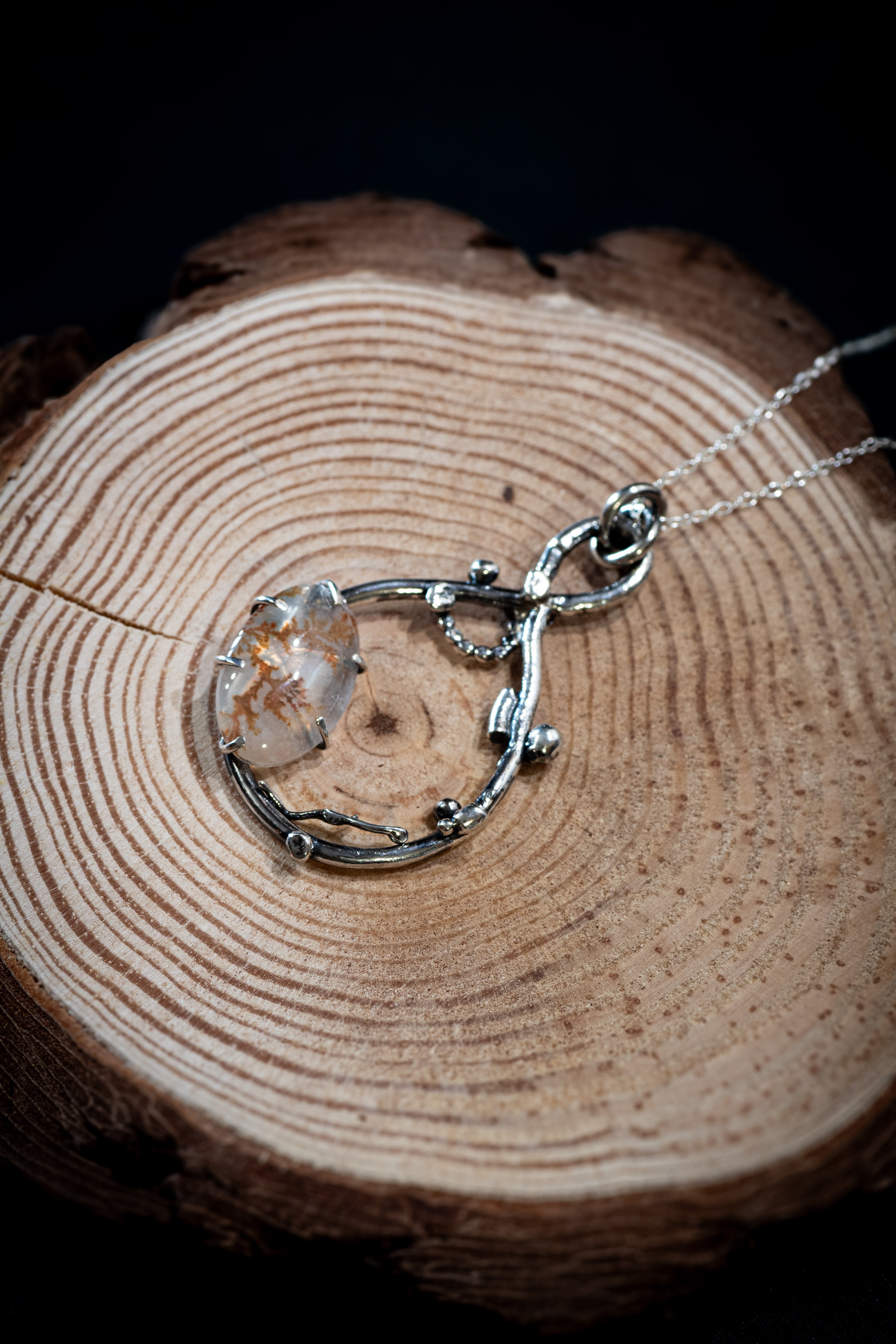 Organic Sterling Silver Dendritic Agate Pendant