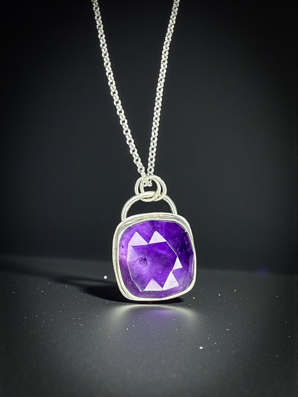Rosecut Amethyst Pendant is Sterling Silver