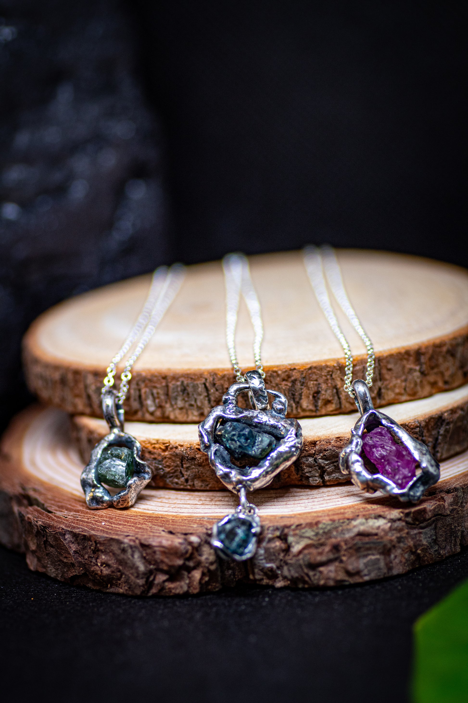 Lava Collection Pendant – Raw African Ruby in Fused Sterling Silver