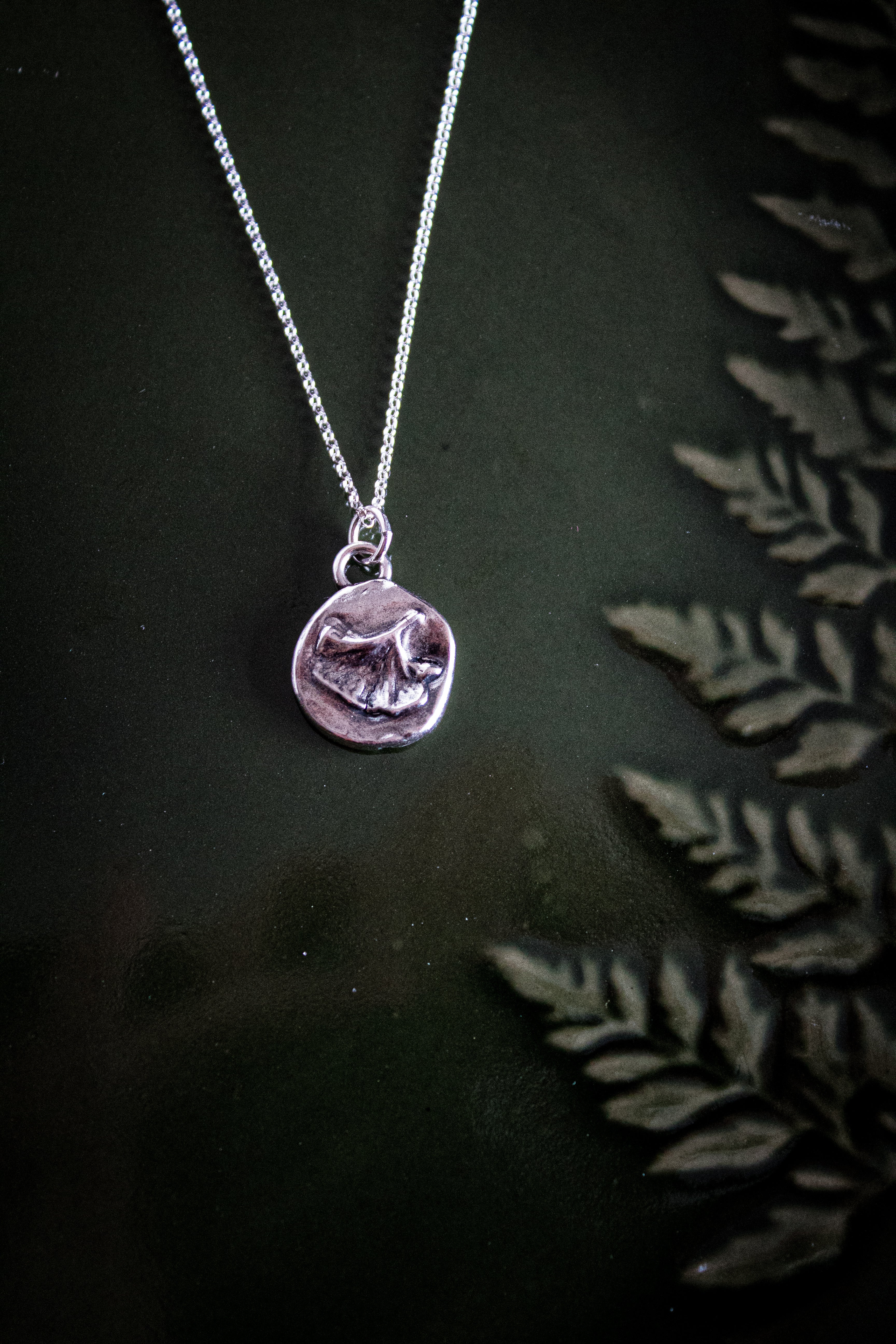 Gingko leaf silver necklace charm