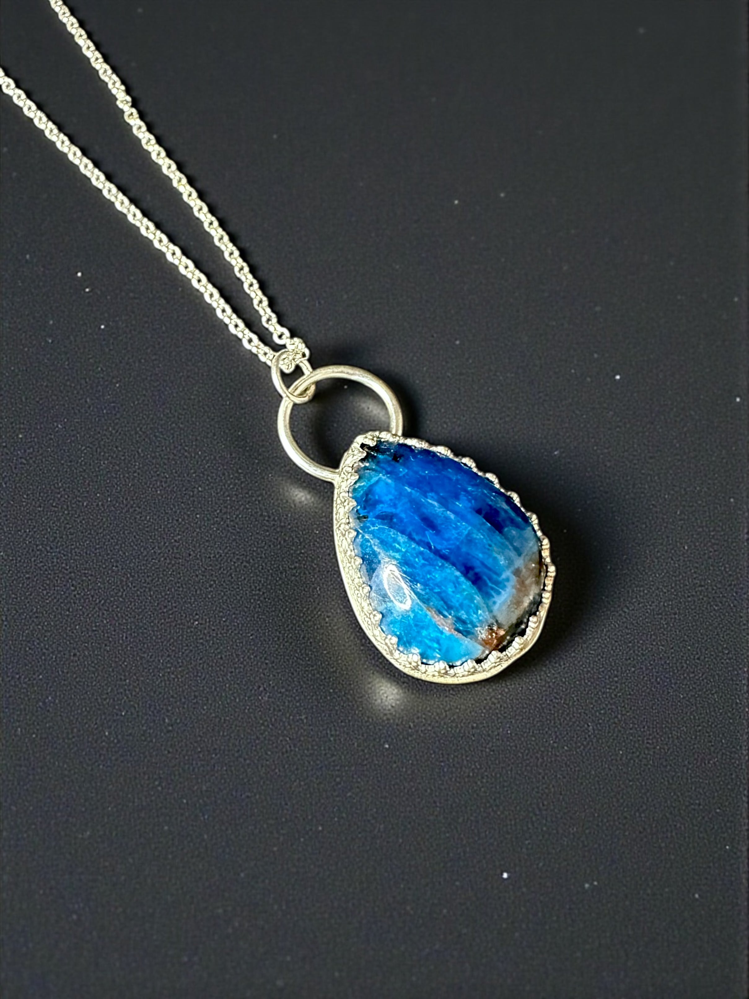 Blue Apatite  Teardrop Pendant